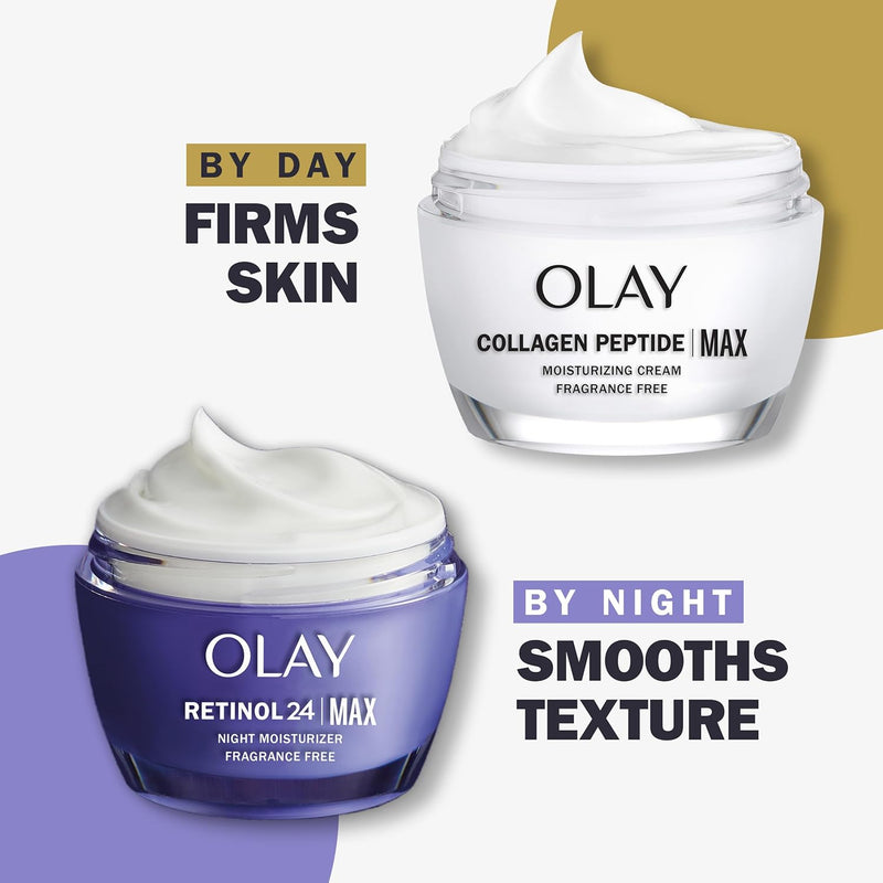 Olay Collagen Peptide MAX Face Moisturizer, Firm - Plump - Hydrate, Fragrance Free Cream with Vitamin B3, 1.7 oz - Infinity Warehouse