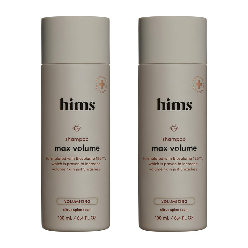 hims Max Volume Shampoo, 2 Pack - Volumizing Natural Shampoo for Men with Biotin - Adds Volume, Shine & Bounce - Citrus Spice - 2 x 6.4 fl oz Infinity Warehouse