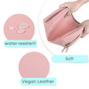 Large Vegan Leather Makeup Bag Zipper Pouch Travel Cosmetic Organizer for Women and Girls (Large, Pink) Narwey