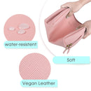 Large Vegan Leather Makeup Bag Zipper Pouch Travel Cosmetic Organizer for Women and Girls (Large, Pink) Narwey