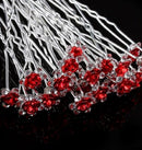 Various Beautiful Designs of Pearl/Crystals and Rhinestone Flower Hair Pins for Brides/Bridesmaids/Prom/Sweet Sixteen/Quinceanera/Weddings - Set of 20 (Red Roses) The Crafty Owl