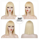 ENTRANCED STYLES Short Blonde Wig 12 Inch Bob Wigs for Women Synthetic Colorful Cosplay Daily Party Blonde Wig with Bangs (