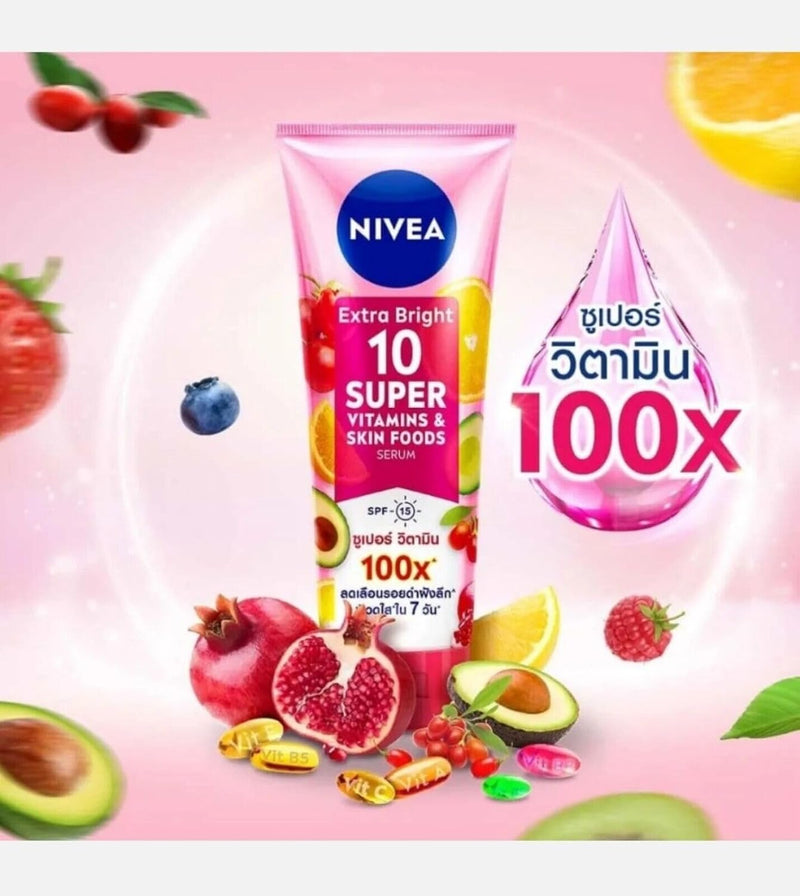 NIVEA Extra Bright 10 Super Vitamins & Skin Foods Body Serum Lotion, Size 320ml, 10.82 Oz (Pack Of 1) - Infinity Warehouse