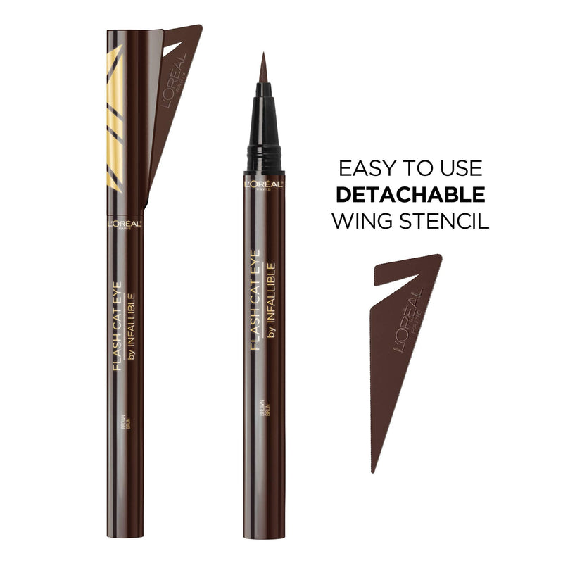 L'Oreal Paris Makeup Infallible Flash Cat Eye Waterproof Liquid Eyeliner, Brown L'Oreal Paris