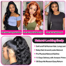 Wingirl Hair Lace Front Human Hair Wigs for Women Pre Plucked Hairline 150% Denisty 9A Brazilian Body Wave Lace Front Wigs with Baby Hair Natural Color (18", Natural Color) Wingirl Store