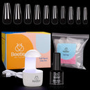 Beetles Nail Tips and Glue Gel Nail Kit, 2 In 1 Nail Gel and Base Gel with 500Pcs Coffin Nails Tips and LED Lamp DIY Nail Art Acrylic Nail Kit Easy Nail Extension Set beetles Gel Polish