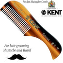 Kent A 81T X-Small Men's Beard and Mustache Pocket Comb, Fine Toothed Pocket Size for Facial Hair Grooming and Styling. Hand-Made of Quality Cellulose Acetate, Saw-cut Hand Polished. Made in England… KENT