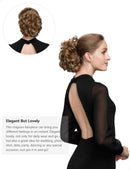 ROSEBUD Chignon Hairpiece Curly Bun Extensions Scrunchie Updo Hair Pieces Synthetic Combs in Messy Bun Hair Piece for Women Rose bud