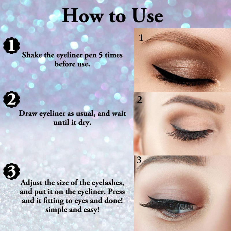 Coosa 2PCS Diamond Self-adhesive Eyeliner Pen Magnetic Eyeliner Kit Quick-Drying Waterproof Longlasting Liquid Eyeliner No Glue Needed (A) Coosa beauty