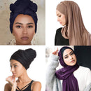 4 Pieces Stretch Head Wrap Hair Scarf Headband Jersey Turban Knit Headwraps Urban Hair Wrap Solid Color Ultra Soft Extra Long Breathable Tie for Women YMHPRIDE Store