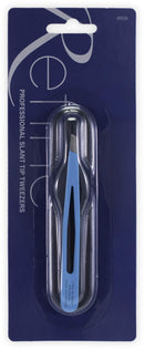 Refine Professional Italian Slant Tip Tweezers, Blue, 3.75" Refine