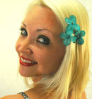 Small Turquoise Blue Hydrangea Cluster Hair Flowers- Set of 6 Hair Flowers