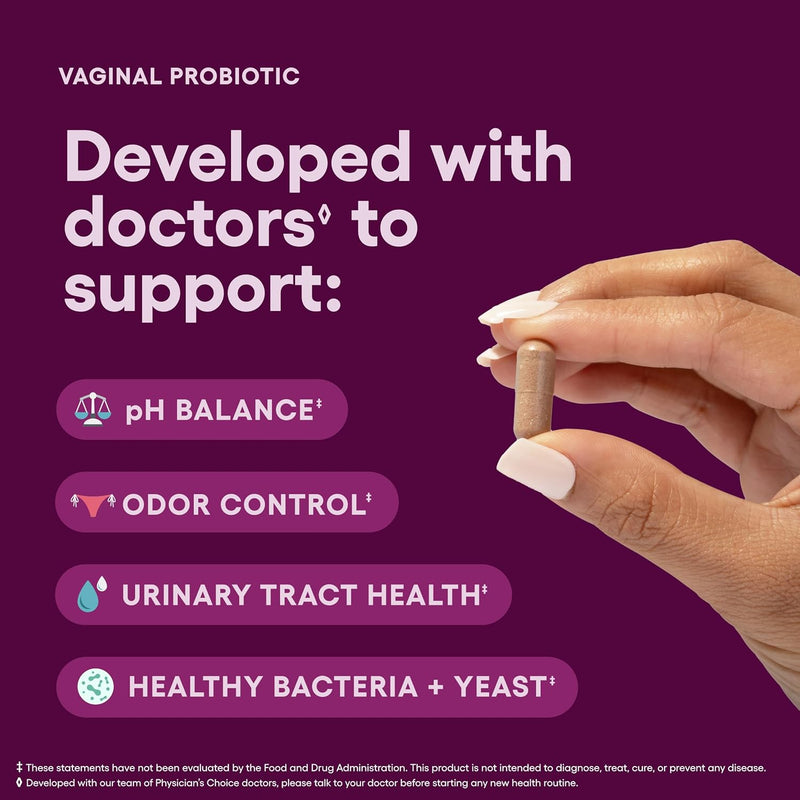 Physician's CHOICE Vaginal Probiotics for Women - pH Balance, Odor Control, Yeast Balance, Vaginal Flora & Feminine Health - 6B CFU with Organic Prebiotics and Cranberry Extract - 30 CT Infinity Warehouse