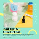 Beetles Nail Tips and Glue Gel Nail Kit, 2 In 1 Nail Gel and Base Gel with 500Pcs Coffin Nails Tips and LED Lamp DIY Nail Art Acrylic Nail Kit Easy Nail Extension Set beetles Gel Polish