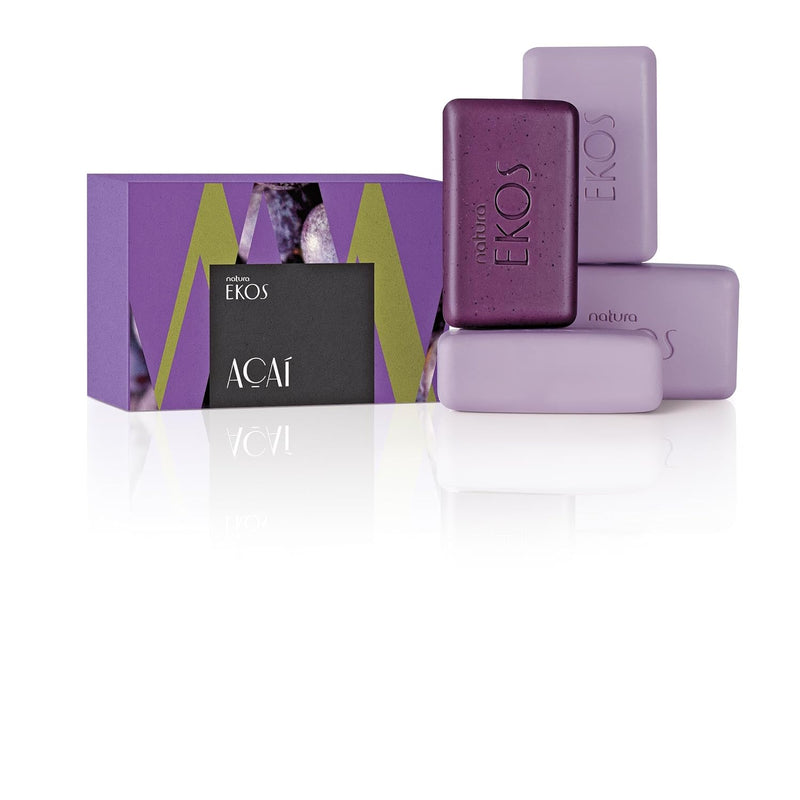 natura - Ekos Açaí Creamy & Exfoliating Bar Soap Set (4 Pack) - 1 Exfoliating Bar, 3 Creamy Bars - Pure Plant Based Oils - Vegan Skin Care - Brazilian Beauty Secrets - Self Care - 3.5oz (100g) Infinity Warehouse