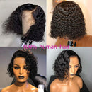 Human Hair Curly Bob Wig 4x4 Lace Front Wigs Short Bob with Elastic Band Pixie Cut Lace Frontal Wig Natural Black Remy Hair for Women (4x4 Lace 10Inch) Derun Store