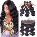 ALLRUN Body Wave With Frontal Closure 13X4 Ear To Ear Lace Frontal With Bundles Unprocessed Brazilian Virgin Human Hair 3 Bundles Body Wave With Frontal (18 20 22+16 Inch) ALLRUN Store