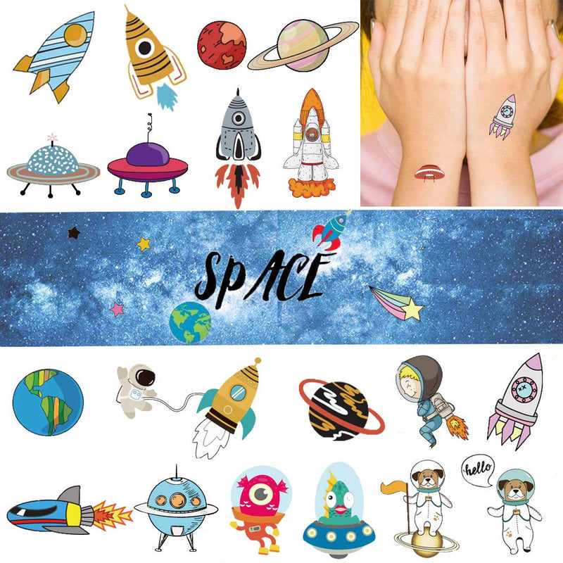 Ooopsi Space Temporary Tattoos for Kids - More Than 140 Tattoos (Pack of 16 Sheets) - Waterproof Universe Outer Space Tattoos Sticker for Children Boys Birthday Party Favors Ooopsi Store