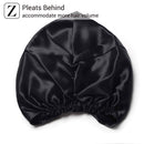 ZIMASILK Silk Sleep Cap - 100% 22Momme Organic Mulberry Silk on Both Sides for Women Hair Care,Silk Night Bonnet with Elastic Stay On Head, Classic Pleated (1Pc, Black) ZIMASILK Store