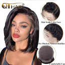 QTHAIR 14A Grade Short Straight Bob Wigs Brazilian Virgin Human Hair Lace Front Wigs Straight Human Hair (12inch) 13x4 Lace Part 150% Density Pre Plucked with Baby Hair QTHAIR Store