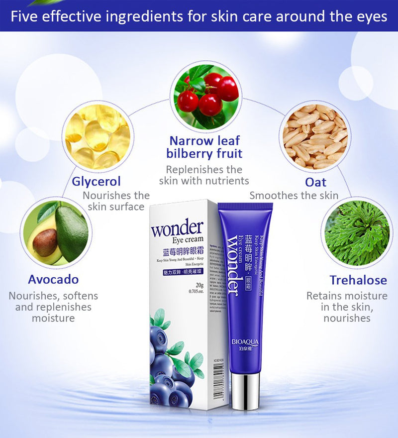 BIOAQUA Blueberry + Hyaluronic Acid + Collagen EYE Cream 20g Concentrate Anti Wrinkle Ageing Serum Essence Extract Elasticity Tightening BIOAQUA