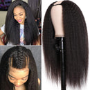 UNice Hair 10A Kinky Straight U Part Human Hair Wig for Black Women, Brazilian Remy Human Hair Glueless Full Head Clip in Half Wig 150% Density Natural Color (14inch) UNICE Store