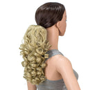 SWACC 12-Inch Short Screw Curls Claw Clip Ponytail Extensions Synthetic Clip in Drawstring Curly Ponytail Hairpiece Jaw Clip Hair Extension (Dark Honey Blonde/Bleach Blonde Mixed- 16/613) SWACC