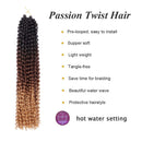 7 Packs Passion Twist Hair 22 Inch Water Wave Synthetic Braids for Passion Twist Crochet Braiding Hair Goddess Locs Long Bohemian Curl Hair Extensions (22Strands/Pack, T1B/30/27