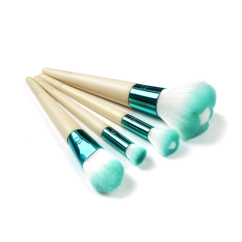 EcoTools Blooming Makeup Brushes with Storage Case and 3 Beauty Inspiration Cards, For a Fresh & Natural Look, Set of 4 EcoTools