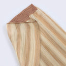 Sassina Halo Hair Extensions Remy Human Hair with Miracle Wire One Piece Fish Line Hair Highlighted Color Ash Blonde Mixed to Bleach Blonde P18-613