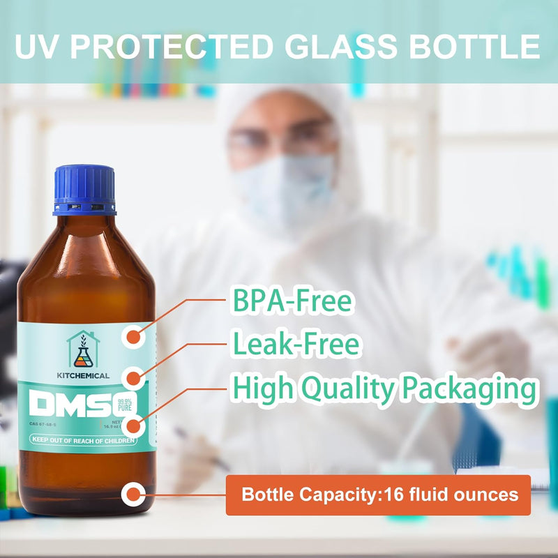 99.9% Pure DMSO in a Glass Bottle, Pure Liquid Dimethyl Sulfoxide 16.9 OZ, Non-Diluted, Low Odor Infinity Warehouse