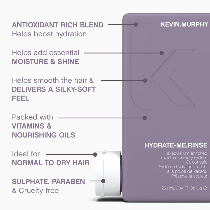 KEVIN.MURPHY HYDRATE-ME.RINSE - Moisturising Conditioner - For Normal & Dry Hair - Hair Repair - Colour Safe Conditioner - With Antioxidant Blend & Kakadu Plum - 250 mL / 8.4 fl oz Infinity Warehouse