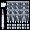 AMORIX 50PCS Empty Lip Gloss Tubes 10ml Clear 6PCS Pink Lip Gloss Containers Lip Balm Tubes Cute Lipgloss Supplies Squeeze Tubes Kit with 3 x 20ml Syringes 5pcs Organza Bags for DIY Lip Gloss Base AMORIX