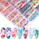 10 Sheets Flowers Nail Foil Transfers Stickers Small Floral Watercolor Flower Starry Sky Nail Art DIY Decals for Women Girls Decoration Manicure Design Vashion