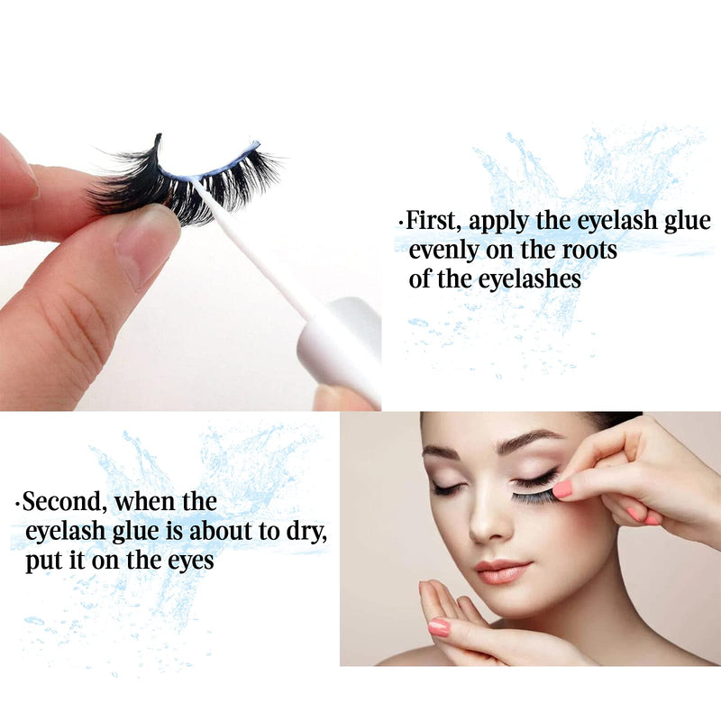 Eyelash Glue Strong Hold Lash Glue Latex-Free Waterproof False Eyelash Glue Safe Suitable for Sensitive Eyes Eyes Lash Adhesive (Black+Clear) CMNRO