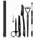 DUcare Eyebrow Kit 5 in 1with Duo Eyebrow Brush and Spoolie,Eyelash Comb Curlers Folding,Eyebrow Razor,Tweezers,Scissors Face Razors for Women Including Storage Bag DUcare