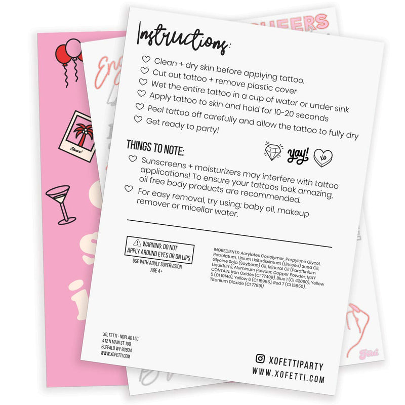 xo, Fetti Future Mrs + Cheers Tattoos - 30 Glitter Styles | Bachelorette Party Decoration, Bridesmaid Favor, Bride to Be Gift + Bridal Shower Supplies xo, Fetti