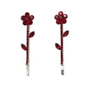 Faship A Pair Of Red Rhinestone Crystal Floral Hair Clips 2 Pcs Pins Faship