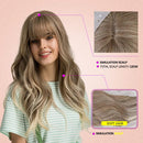 24"Women Synthetic Wigs Long Wavy Blond with Fluffy Air Bangs Light Esmee Store