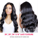 Brazilian Body Wave Bundles with Closure Brazilian Unprocessed Virgin Hair 3 Bundles with 4x4 3 Part Lace Closure (14 16 18+12) 10A Ocean Wave Human Hair Bundles with Closure B-fashion Store