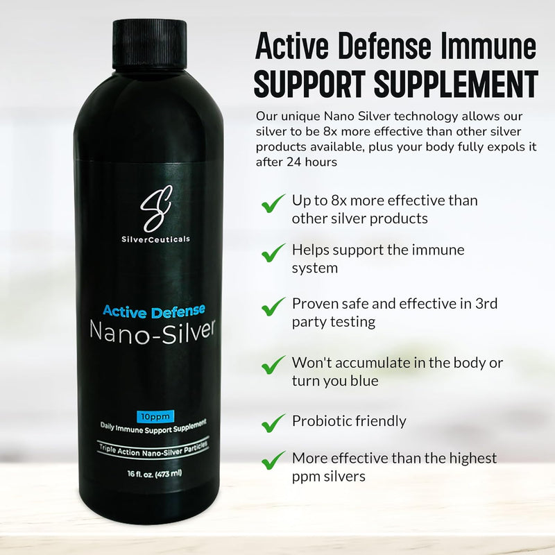 Colloidal Silver w/Nano Technology - 10ppm 16oz - 8X More Effective - Natural Immune Support - Save The Sick Days - Ages 5 & Up - Outperforms Higher PPM Silvers - No Taste & Smell - 3rd Party Tested Infinity Warehouse