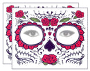 Glitter Red Roses Day of the Dead Sugar Skull Temporary Face Tattoo Kit - Pack of 2 Kits Savvi