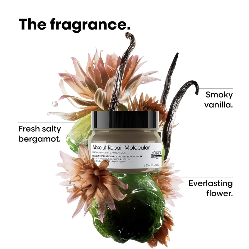 L'Oréal Professionnel Paris Absolut Repair Molecular Hair Mask | Repairs Damage & Restores Strength | For Extremely Dry Damaged Hair | Extra Detangling & Hydration | Peptides Bonder Infinity Warehouse
