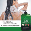 100% Natural Tea Tree Body Wash & Foot Wash - Fights with Corns, Calluses, Dandruff & Warts, Nail Issues, Athletes Foot, Ringworms, Acne treatment, Eczema & Body Odor, Jock Itch - 16 fl oz with dispenser pump First Botany Store