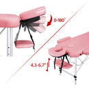 Yaheetech Massage Tables Portable Lash Bed for Eyelash Extensions Aluminium Tattoo Table Height Adjustable Spa Bed Lightweight with Non-Woven Bag, Pink Yaheetech