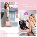 Stagiant Makeup Bag Portable Travel Makeup Train Case PU Leather Cosmetic Storage Organizer with Dividers for Girls Cosmetic Make Up Tools Toiletry Jewelry Digital Accessories (Pink) Stagiant