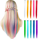22 Inch Colored Hair Extensions 10 PCS, LADYAMZ Multi-color Party Highlights Clip in Synthetic Hair Extensions, Colorful Hair Accessories for Girls Women Kids Doll Hair Pieces (Colorful Set) LADYAMZ