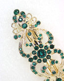 Faship Gorgeous Green Crystal Hearts Floral Hair Barrette Faship