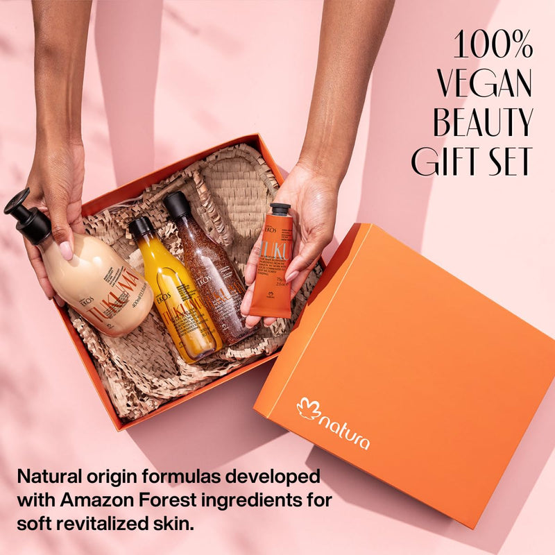 natura - Ekos Tukumã Collection Replenishing Gift Set (4 Products) - Body Lotion, Hand Cream, Shower Oil, and Shower Gel - Gift Box - Vegan Skin Care - Brazilian Beauty Secrets - Self Care & Body Care Infinity Warehouse