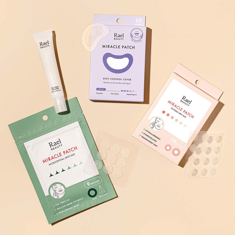 Rael Miracle Large Spot Control Cover - Long Size, Hydrocolloid Strip for Breakouts, Extra Coverage Acne Patch (10 Count) Rael